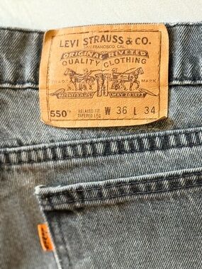 Vintage 1995 Levi's 550 Relaxed Jeans - Faded Black 100% Cotton Made in USA